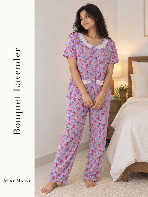 Button Down Dual Pocket Pyjama Set