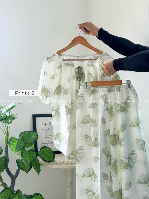 Women's Short-Sleeved Long Pants Cotton Pajamas