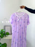 Pastel printed short maxi sleepwear dress — front view