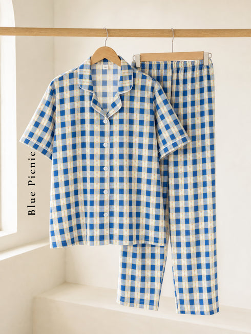 Short Sleeve Notch Collar Pajama Set