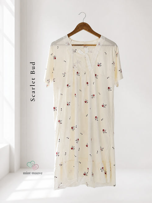 Lace-Trim Printed Nightdress