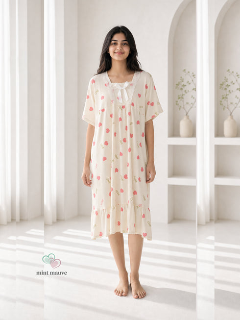 Lace-Trim Printed Nightdress