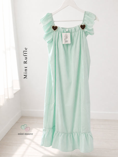 Amour Padded Ruffle Midi Dress