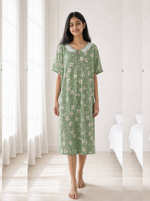Vintage Lace Ruffle Yoke Nightdress