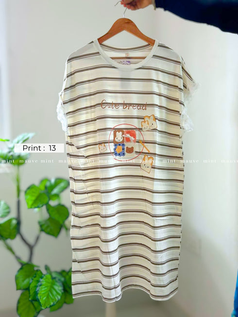 Oversized sleep tee with lace sleeves — colour variant 7