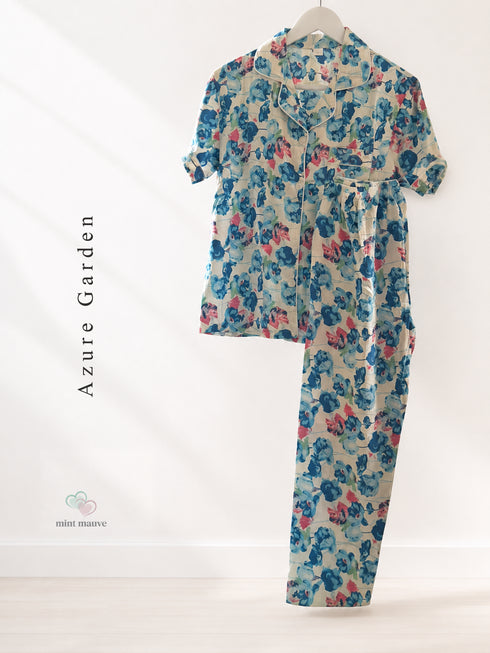 Short Sleeve Notch Collar Pajama Set