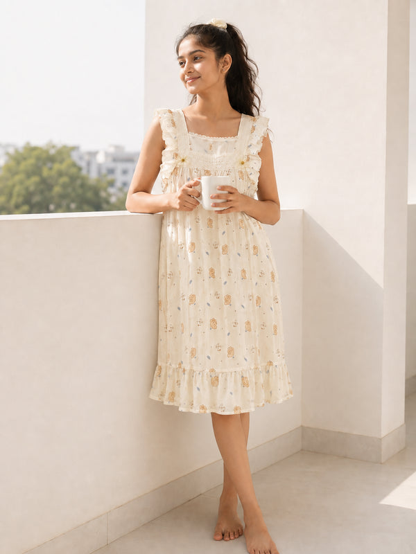 Padded Frill Short Maxi