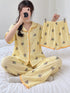 MNM25 โ Butter Yellow Teddy โ three-piece nightwear set