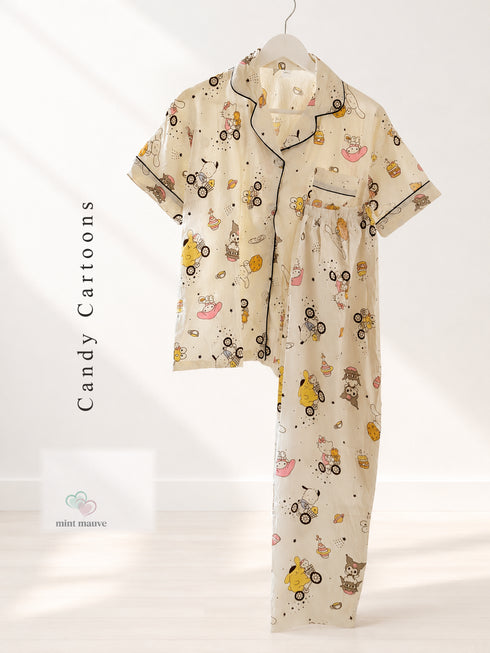 Short Sleeve Notch Collar Pajama Set