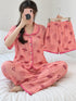 MNM25 โ Coral Pink Swirl โ three-piece nightwear set