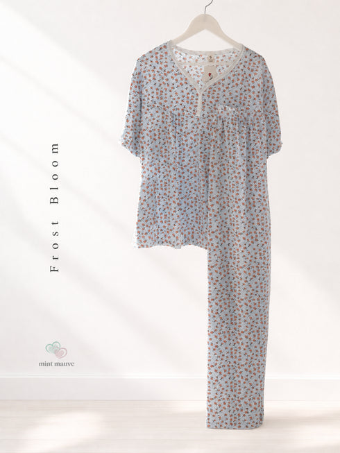 Floral Printed Henley Pyjama Set