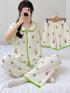 MNM25 โ Ivory Lime Bunny โ three-piece nightwear set