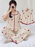 MNM25 โ Ivory Ruby Bow โ three-piece nightwear set