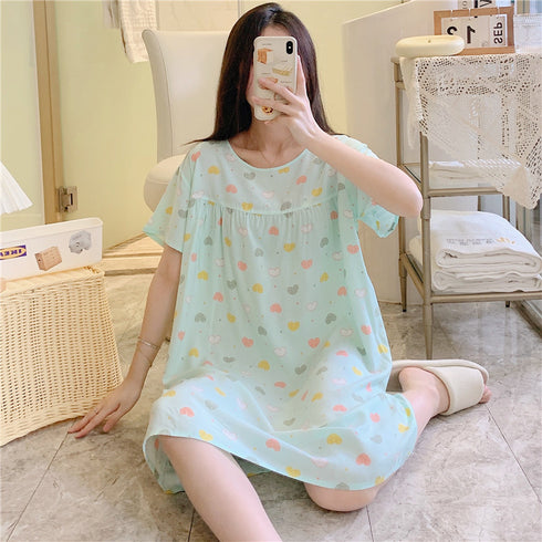 women's summer thin short-sleeved cartoon print pajamas