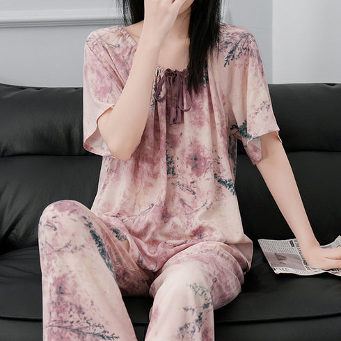 womenS long skirt pajamas cotton printed slim fairy style