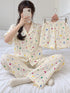Sunday Club Three-Piece Lounge Set – Ivory Confetti; short-sleeve button-front top, matching trousers and shorts