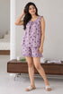 Ruffle Sleep Co-ord Set β Dusty Mauve β sleeveless ruffle-trim top and shorts