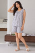 Ruffle Sleep Co-ord Set β Silver Grey β sleeveless ruffle-trim top and shorts