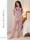 Midnight Ribbon & Lace Lounger Set — Dusty Rose Hearts