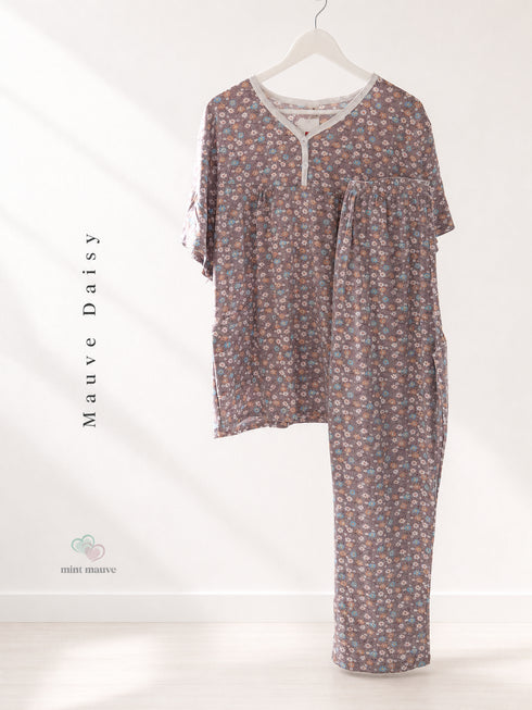 Floral Printed Henley Pyjama Set