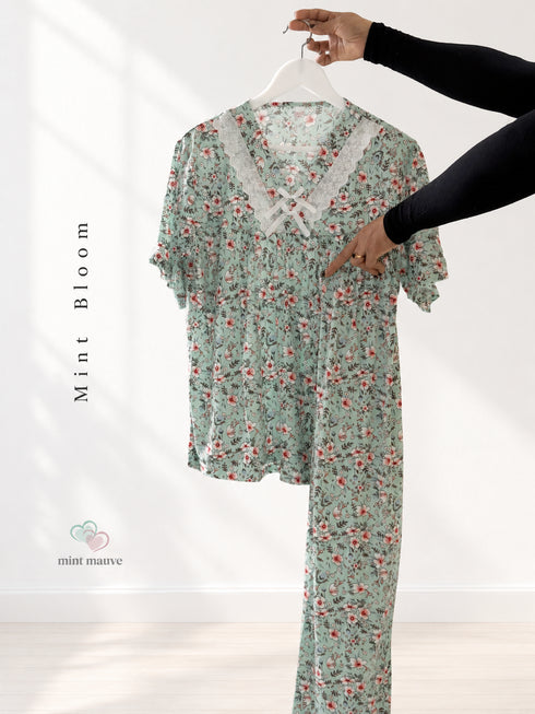 Lace Trim V-Neck Loungewear