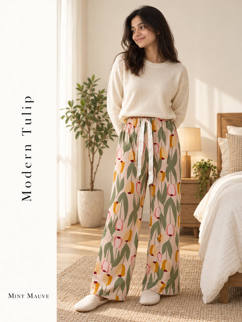 Wide-Leg Rayon Palazzo Pants
