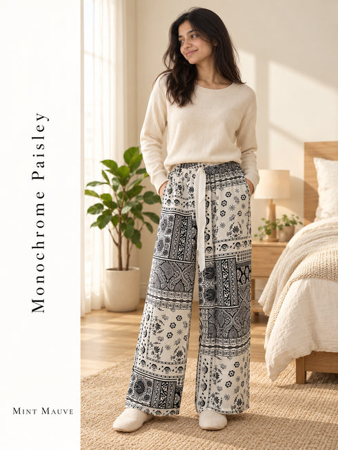Wide-Leg Rayon Palazzo Pants