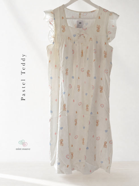 Padded Square Neck Butterfly Sleeve Nightdress