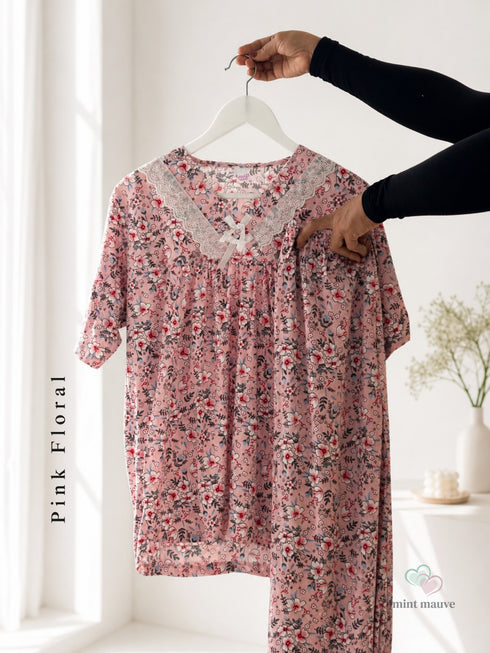Lace Trim V-Neck Loungewear