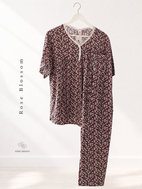 Floral Printed Henley Pyjama Set