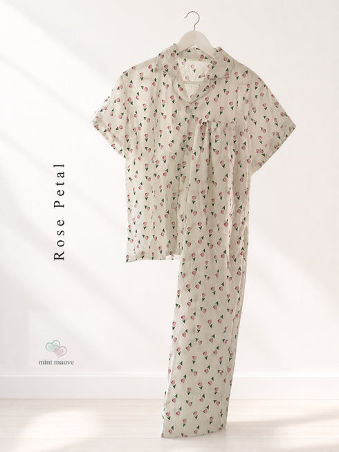 Short Sleeve Notch Collar Pajama Set