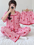 MNM25 โ Rose Pink Strawberry โ three-piece nightwear set