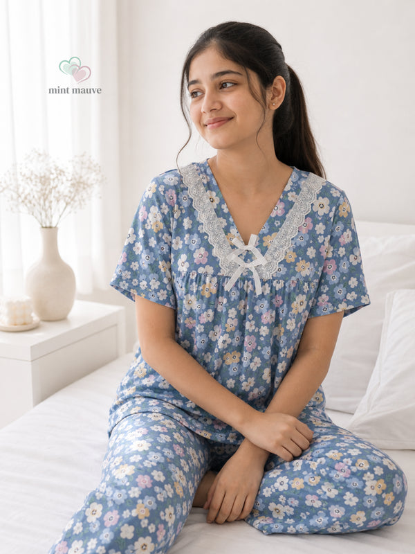 Lace Trim V-Neck Loungewear