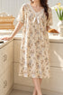 The Bow Edit Nightdress – Vanilla Botanical; lace V-neck, white bow, short sleeves, hem just above mid-calf