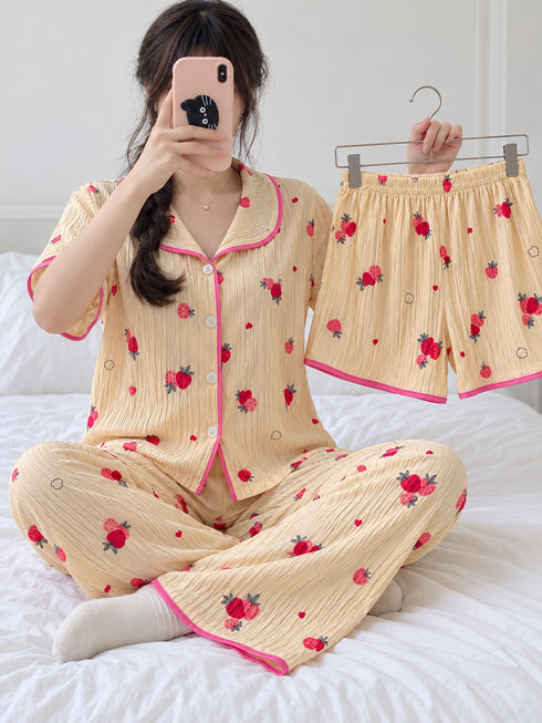 MNM25 โ Vanilla Strawberry โ three-piece nightwear set