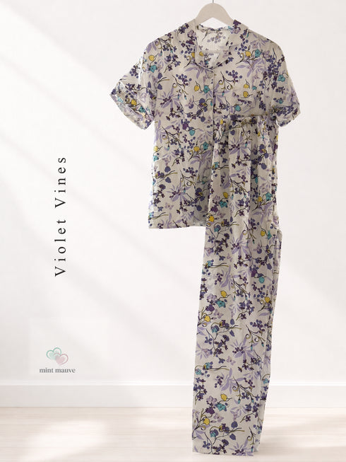 Short Sleeve Notch Collar Pajama Set