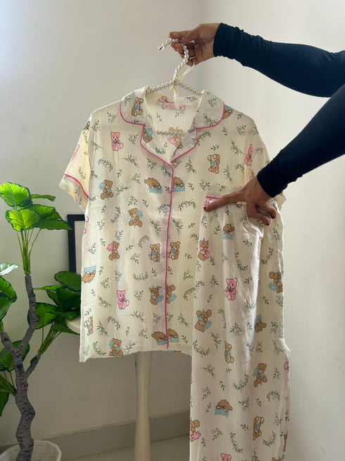 Half-Sleeved Collar Pajama and Trousers Set