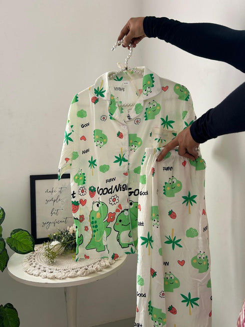 Half-Sleeved Collar Pajama and Trousers Set