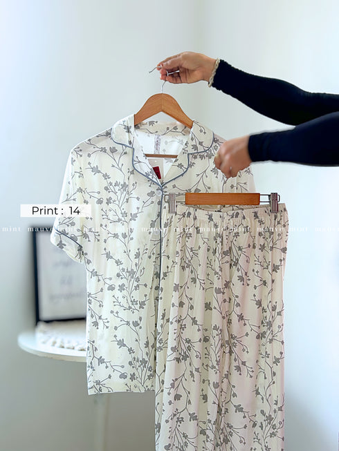 Women's essential collar pajama set — lifestyle shot