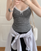 The Coquette Lace Camisole in Charcoal Grey worn by an adult model