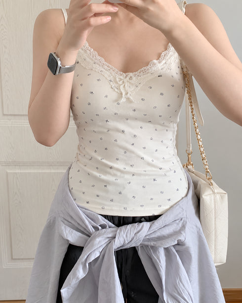 The Coquette Lace Camisole in Soft Ivory worn by an adult model