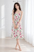 Cotton Padded Sling Night Dress – Ivory Magenta Bloom