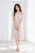 Cotton Padded Sling Night Dress – Ivory Pink Blossom