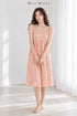 Cotton Padded Sling Night Dress – Peach Pink Sprig