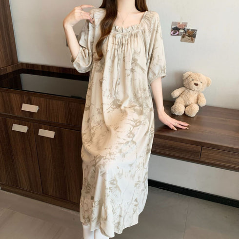 Women's soft cotton nightgown โ back view