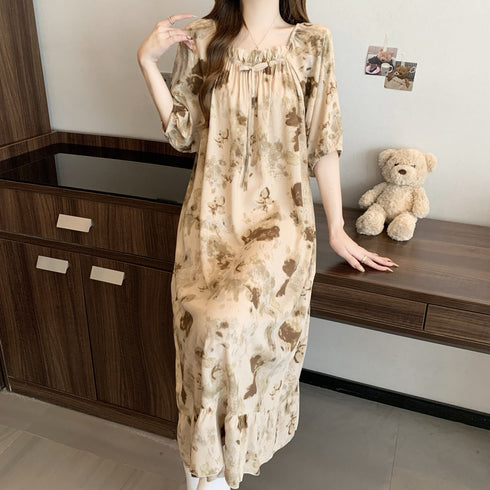 Petal soft cotton nightgown โ full length view