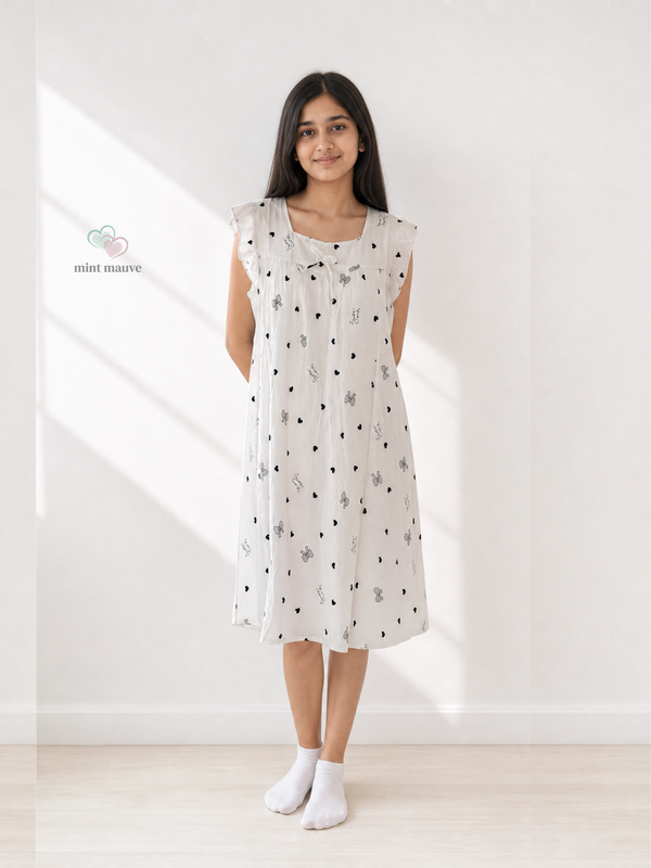 Padded Square Neck Butterfly Sleeve Nightdress