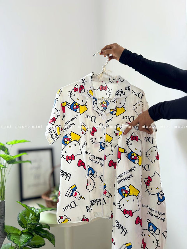 Women's Half-Sleeved Collar Pajama and Trousers Set | Women's Home Wear