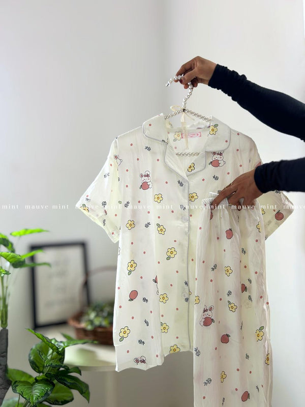 Half-Sleeved Collar Pajama and Trousers Set