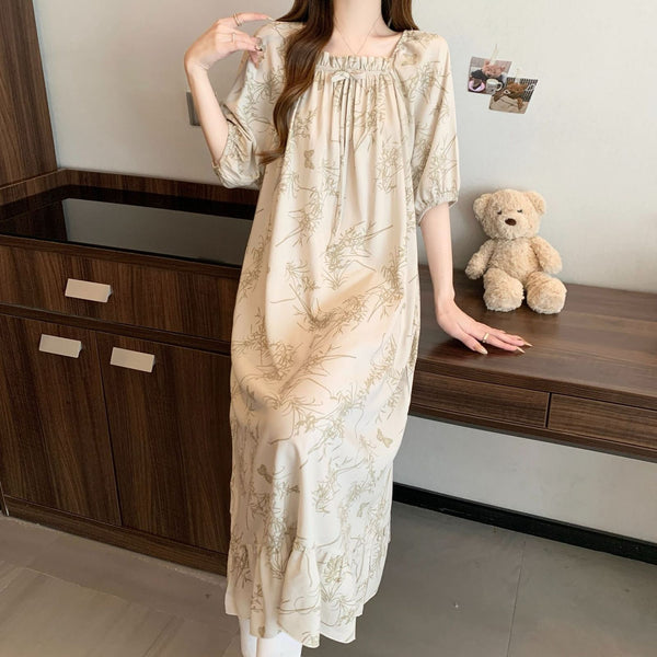 New Chinese Style Cotton Silk Nightgown for Women